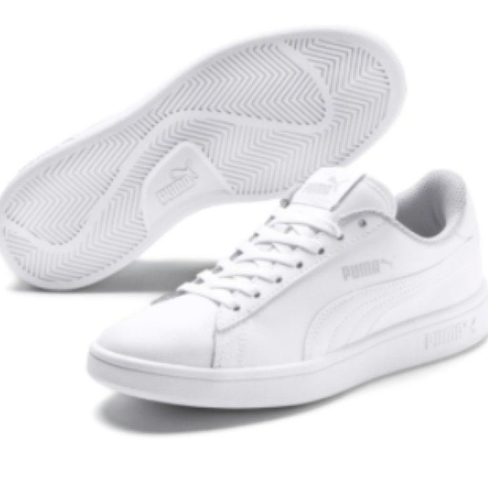 NWOT PUMA Leather White Sneakers JR 5.5 / W7